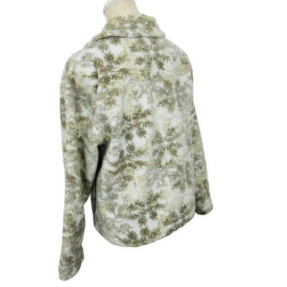 Woolrich Deep Pile Fleece Jacket Button Down Snowflake Womens Size M White Gray - Picture 6 of 10